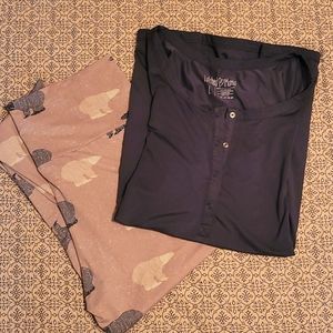 Winter Mama Bear Pajama Set, Large